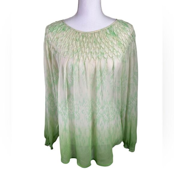 Sundance Women’s Catalog Silk Chiffon Blouse Green Ombré Size M - Picture 1 of 9